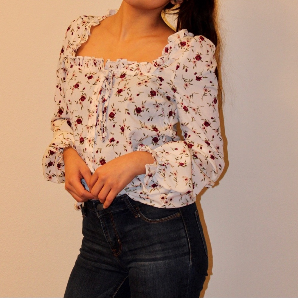White floral blouse
